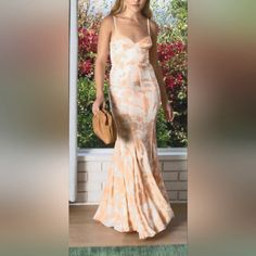 Nwt Tie Dye Sunrise Fame And Partners Full Length Dress, Beautiful Condition, Figure Flattering, Bodycon, Peach And White, Built In Bra, Low Back, Fit And Flare Light Blue Formal Dress, Dandelion Dress, Godet Dress, Black Lace Maxi Dress, High Neck Maxi Dress, Fame And Partners, Blue Dress Formal, Evening Gown Dresses, Sleeveless Gown