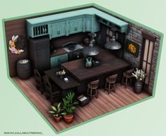 Vampire Sims 4, Sims 4 Vampire, Kitchen Booth, Cc Skin, Sims Builds