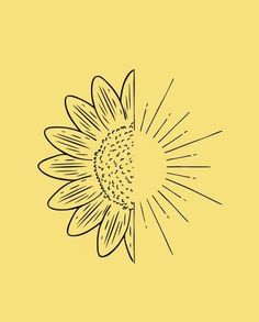 a drawing of a sunflower on a yellow background