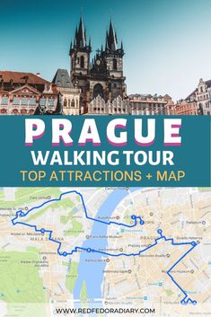 prague walking tour map with text overlay