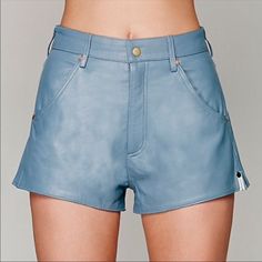 Bought Directly From Free People. Brand New Blue Leather One Teaspoon Shorts. Gorgeous But Too Small For Me! High Waisted. So Beautiful Real Leather Size Large But Runs Small Imo Price Reflects Fees Listed Elsewhere Please Check Availability Blue Leather Shorts, High Waisted Leather Shorts, Teaspoon Shorts, One Teaspoon Shorts, One Teaspoon, Leather Shorts, Free Clothes, Blue Leather, Blue Gray