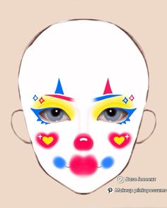 Makeup Ideas Colorful Eyeliner, Douyin Clown Makeup, Crazy Make Up Ideas, Clown Makeup Inspo Colorful, Birthday Clown Makeup, Pride Clown Makeup, Clown Makeup Inspiration