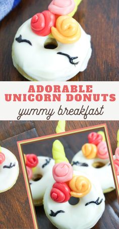 an image of unicorn donuts with icing on them