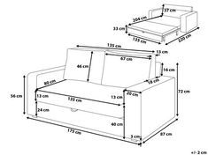 a drawing of a couch with measurements for the seat and back end, as well as an arm rest