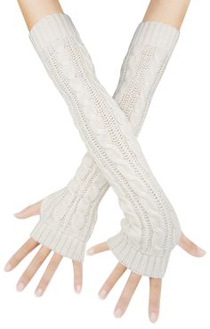 PRICES MAY VARY. ❆❆ BELLADY WOMENS WINTER KNITTED GLOVES: The cable knit long fingerless gloves are made of 80% acrylic and 20% cotton, soft and stylish, slightly elastic, a great accessory to keep your arms and hand warm during autumn winter and early spring. ❆❆ SIZE: full length 17.7”, one size fits most, these knit arm warmers is perfect for women of all ages. Several colors to choose, easy matching with your outfits. ❆❆ WOMENS LONG AND FASHION ARM WARMERS: Fashion fingerless thumb hole style Long Fingerless Gloves, Fingerless Gloves Knitted, Long Gloves, Knit Mittens, Winter Warmers, Knitted Gloves, Winter Knits, Up Girl, Winter Casual