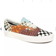 Vans Era Tiger Patchwork Sneakers -Size: 6 Women's / 4.5 Mens -Color: Tiger Patchwork -Condition: New With Box Vans Orange Low-top Sneakers, Vans Multicolor Sneakers With Rubber Sole, Patchwork Sneakers, Vans Orange, Vans Era, Shoes Vans, Women's Vans, Womens Vans, Vans Shoes