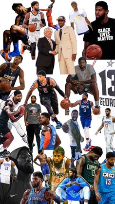 many different basketball players are depicted in this collage