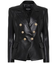 Leather Blazer - Balmain | mytheresa Balmain Jacket, Balmain Blazer, Black Leather Blazer, Parisienne Chic, Balmain Paris, Slip Dresses, Rock Chic, Looks Chic, Leather Blazer