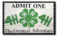 a four leaf clover sign with the words,'4 hh the greatest adventure '