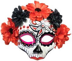 PRICES MAY VARY. Day of the dead skull mask with black and red flowers Comfort eyeglass arms keep mask in place One size fits most adults Look for coordinating Forum Novelties day of the dead senor mask for a great couple's costume Made by Forum Novelties, a company with decades of experience offering costumes, accessories, and fun novelty products for all occasions, fabric is not applicable Day Of Dead Skull, Sugar Skull Mask, Skull Masks, Day Of The Dead Mask, Sugar Skull Costume, Flower Costume, Day Of Dead, Amazing Halloween Makeup, Female Mask