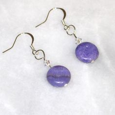 purple stone earrings, drop earring style Purple Stone Earrings, Fair Trade Jewelry, Earrings Stone, Make Jewelry, Purple Earrings, Pretty Purple, Free Earrings, Real Stone, Feather Necklaces