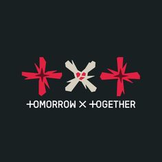 the logo for tomorrow x together, which is red and white with black letters on it