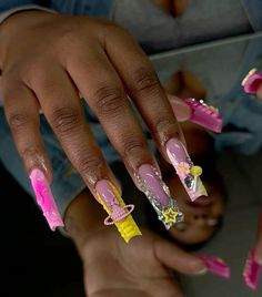 Acrylic Nails Designs Long, Pink Acrylic Nails Designs, Acrylic Nails Designs, Ombre Acrylic Nails, Glamour Nails