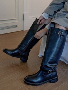 Editor's Notes SHOEHI is a shoe brand that pursues special simplicity.- Two-belt point long boots- Easy to wear with the zipper on the side - Soft and eco-friendly vegan leather used- Great to match with skirts or pantsMeasurements(in.)- Size: KR 225MM - KR 250MM (US 5.5 - 8)- Heel Height: 1.57 in.*Fits true to the size. Composition & Care- Vegan Leather- Avoid direct heat and moisture- Professional cleaning is needed- Keep it in a dust bag Designer- by SHOEHI Flat Riding Boots, Long Boots, Professional Cleaning, Men Shoes Size, Boot Shoes Women, Over The Knee, Mens Bottom, Shoe Brands, Knee High Boots