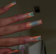 *PLEASE READ* If "Custom" sizing has been chosen, please leave your sizes in the note to seller section before checking out. You can get these nails in any listed shape, any size (extra small, small, medium, large, or custom) and any length (short, medium, long, extra long, and extra extra long). All of my sets are hand-painted! Once you place an order, I begin the creating process (All sets are made to order, not pre-made). It takes between 1-10 business days to make your set depending on what Aura Nails Chrome, Nails Vacay, Ongles Bling Bling, Vacay Nails, Chrome Nail Designs, California Nails, Blue French Tip, Aura Nails, Chrome Nails Designs