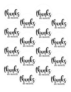 thank stickers with the words thanks so much and thanks so much in black ink