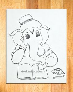 an elephant is reading a book with a mouse on the floor next to it,