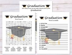 graduation word search printables for kids to use in their homeschool or classroom