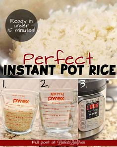 the instant pot rice recipe is ready in minutes