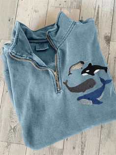 Whale Embroidery, Zip Up Sweatshirt, Electronic Devices, Cute Fits, Whales, Lcd Screen, Looks Vintage, Embroidery Art, Look Cool