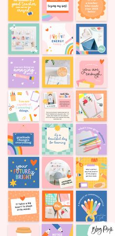 Instagram post templates for Teachers to edit in Canva Childcare Instagram Feed, Education Instagram Post Templates, Instagram Post Ideas For Graphic Designers, Canva School Template, Kindergarten Social Media Design, Social Media Quote Post Design, Teacher Instagram Post Ideas, Instagram Education Post Design, Fun Instagram Posts