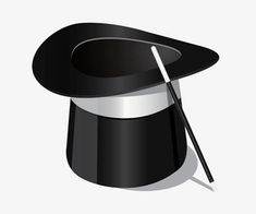 a black top hat with a pair of scissors