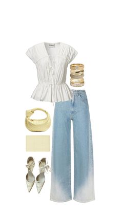 Classy Denim Outfits, Modest Looks For Summer, Fashion Inspo Outfits 2024 Summer, Outfit Inspo Spring, Spring Colours, Yellow Denim, Modest Summer Outfits, Easy Trendy Outfits, 가을 패션