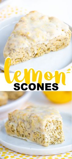 lemon scones on a plate with the title above it