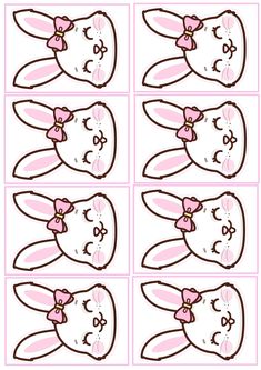 the instructions for how to draw a bunny's head in cartoon style with pink squares