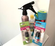 the contents of a hair dryer, shampoo, and other items are displayed