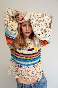 a beautiful young woman wearing a crochet top