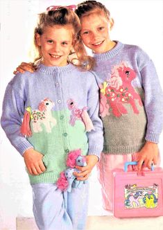 Includes instructions to make A Sweater and Cardigan with My Little Pony Intarsia Motif To fit 3 - 11 years Chest 24 - 30 ins Worked in DK ( 8 ply ) Boy Jumper, Vintage My Little Pony, Vintage Knitting Patterns, Girls Cardigan, Motif Vintage, Pdf Knitting Pattern, Vintage Character, Sweater Knitting Patterns, Vintage Knitting