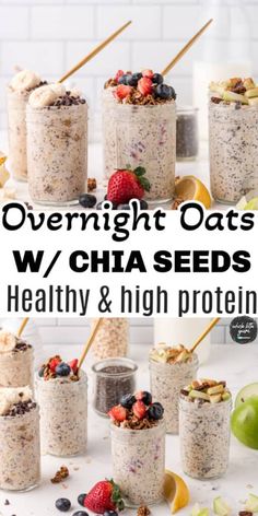 Overnight Oats With Chia Seeds, Oats With Chia Seeds, Overnight Oats With Chia, Oats With Yogurt, Healthy Overnight Oats, Overnight Oats With Yogurt, Best Overnight Oats Recipe, Easy High Protein Meals, Smoothies Vegan