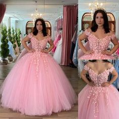 Pink 3D Flower Quinceanera Dresses Ball Gown Off Shoulder Sweet 15 Girls Dress.  "This pin contains affiliate links, which means I may earn a commission at no cost to you extra for you".   #affiliate #advertising" Pageant Dresses For Women, Pink Color Dress, Pink Quinceanera Dress, Pink Quinceanera, Pink Quince, Quinceñera Dresses, Quinceanera Dresses Pink, Girls Ball Gown, Pink Ball Gown