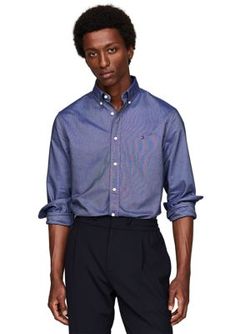 Crafted out of breezy cotton, this Oxford shirt from Tommy Hilfiger will be a daily staple. | Tommy Hilfiger Men's Oxford Shirt, X-Large Oxford Shirt Men, Tommy Hilfiger Man, Oxford Shirt, Tommy Hilfiger, Oxford, Shirt Dress, Mens Outfits, Clothes