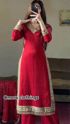 Red Colour Suit Design, Red Suit Aesthetic, Suit Lace Design, Lace Design On Suits, Indian Fancy Dress, Lace Designs On Suits, Dress Pic, Beautiful Frocks