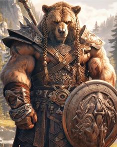 Anthro Animals, Madara Wallpaper, Bear Artwork, Bear Man, Animal Portraits Art, Fantasy Races, Mythical Creatures Art, Bear Art