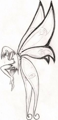 a pencil drawing of a fairy with wings