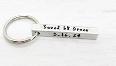 a personalized keychain that reads, send by grace 3 16 - 24