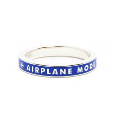 This blue enameled travel-inspired ring in 925 solid sterling silver features the words "Airplane Mode." Travel Charms, Airplane Mode, Jewelry Lookbook, Enamel Ring, Ring Blue, Put A Ring On It, Travel Inspired, Color Ring, Jewelry Inspo