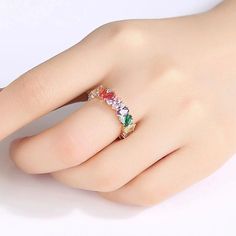 👉 Don't forget this... Travel Inspired Jewelry, Summer Rings, Rainbow Rings, Baguette Ring, Eternity Band Ring, Rainbow Crystal, White Box, Baguette Cut, Minimalist Rings