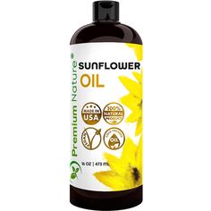 PRICES MAY VARY. AMAZING FOR YOUR SKIN - Sunflower Oil for skin is rich in Vitamin A and Vitamin E. Sunflower seed oil will promote skin health and help regenerate damaged skin cells. SOFT, SHINY HAIR - Sunflower Oil for hair helps soften dry, frizzy hair. It adds a gorgeous sheen to your hair and can be used as a conditioner. ANTI-AGING PROPERTIES - Sunflower seed oil can be applied directly to the skin. This skin oil and will fight wrinkles. It's so gentle, it can be used daily. ANTI-INFLAMMAT Pressed Sunflower, Sunflower Seed Oil, Essential Oil Carrier Oils, Skin Oil, Essential Oil Mixes, Carrier Oil, Oil Mix, Hair Help, Natural Moisturizer