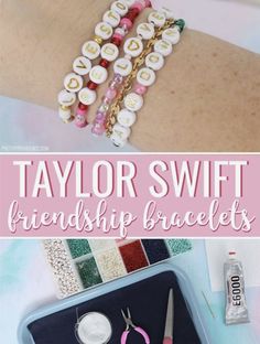 Taylor Swift Friendship Bracelets Tutorial Friendship Bracelet Supplies, Friendship Bracelets Beads Diy, How To Friendship Bracelets Tutorials, Diy Taylor Swift Friendship Bracelets, Diy Heishi Bead Bracelet Tutorial, Taylor Swift Eras Friendship Bracelets, How To Make Taylor Swift Bracelets, Friendship Bead Bracelets Ideas, Taylor Swift Bracelets Diy