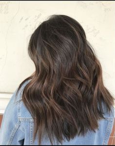 Dark chocolate brown Medium Brunette With Dimension, Fall Inspired Hair Color 2023, Wedding Guest Outfit No Heels, Easy Brunette Hair Color, Medium Brunette Fall Hair 2023, Half Head Lowlights Brown Hair, Brown Hair With Partial Balayage, Dark Root Brown Hair, Medium Length Chocolate Brown Hair