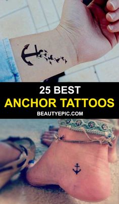 the best anchor tattoo designs for women and men on their wrist, ankle or foot