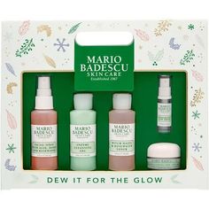 Brand New. Mario Badescu Dew It For The Glow 5 Piece Skin Care Set What It Is: A Limited-Edition Set Featuring A Daily Skin Care Regimen With Products To Help You Achieve Your Dewiest Skin Yet. Set Includes: - Facial Spray With Aloe, Herbs Rosewater (2 Oz.): A Refreshing, Hydrating Mist Formulated Simply, With Fragrant Herbal Extracts And Rosewater For A Pleasant Pick-Me-Up For Dehydrated, Tight And Uncomfortable Skin. - Enzyme Cleansing Gel (2 Oz.): A Non-Foaming Gel Cleanser That Thoroughly Re Rose Water Toner, Mario Badescu Skin Care, Hydrating Mist, Acne Serum, Glowing Skincare, Glow Kit, Facial Spray, Dewy Skin, Mario Badescu