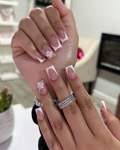 Birthday Nails Short White, Girl Maintenance, Classic French Tip, Fall Nail Design, White Tips, Christian Hats, French Tip Nail Designs, Floral Work