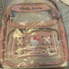 This Hello Kitty Backpack Have Never Been Used And Has A Lot Of Space Inside Has Side Pockets To Hold Water Bottle This Was Ordered Thru Online So It Won’t Have Tags Hello Kitty Clear Backpack, Harajuku School Bag With Cat Design, Pink Hello Kitty Print Casual Backpack, Casual Pink Hello Kitty Backpack, Casual Pink Hello Kitty Print Backpack, Kawaii Hello Kitty Bag For Back To School, Hello Kitty Kawaii Backpack For Back To School, Hello Kitty Print Kawaii Backpack For School, Kawaii Hello Kitty Backpack For Back To School