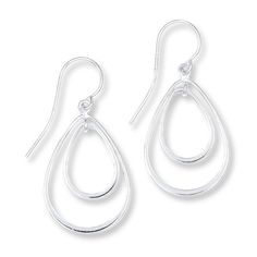 These stunning earrings feature a beautiful teardrop-within-a-teardrop design. Styled in polished sterling silver, the fashion jewelry earrings are secured with fishhook backs. Jewelry Education, Jewelry Advice, Teardrop Dangle Earrings, Fashion Jewelry Earrings, Accessories Jewelry Earrings, White Earrings, Stunning Earrings, Earrings Sterling Silver, Earring Backs