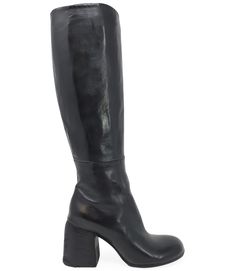 Description: MADISON MAISON BLACK LEATHER ROUND TOE KNEE HIGH BOOT Composition: 100% Leather Upper, 100% Leather Lining, 100% Leather Sole Measurements Shaft Height: 15 in. Heel Height: 3.5 in. True to Size Color: BlackProduct ID: FP01AMade in Italy Leather Knee-high Boots With Wide Calf And Snip Toe, Leather Knee-high Boots With Leather Lining For Fall, Black Knee-high Boots With Leather Lining For Fall, Winter Leather Heeled Boots With Stacked Heel, Black Leather Knee-high Platform Boots, Black Leather Knee-high Heeled Boots, Leather Heeled Boots With Snip Toe For Business, Black Knee-high Platform Boots With Leather Lining, Winter Leather Platform Boots With Stacked Heel